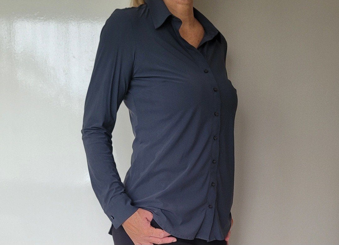 Studio Anneloes Poppy blouse M Antracietgrijs Travelstof top, Maat 38/40 (M), Studio Anneloes, Verzenden, Zo goed als nieuw
