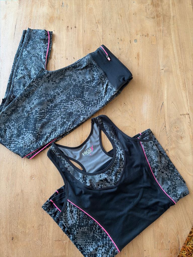 HKMX Sportset - Hunkemoller - Legging + Top met Slangenprint, Zwart, Ophalen of Verzenden, Maat 36 (S), Fitness of Aerobics