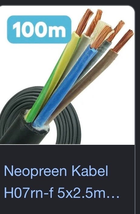 Neopreen Kabel 5x2.5mm² - 100m, Ophalen, Nieuw, Kabel of Snoer