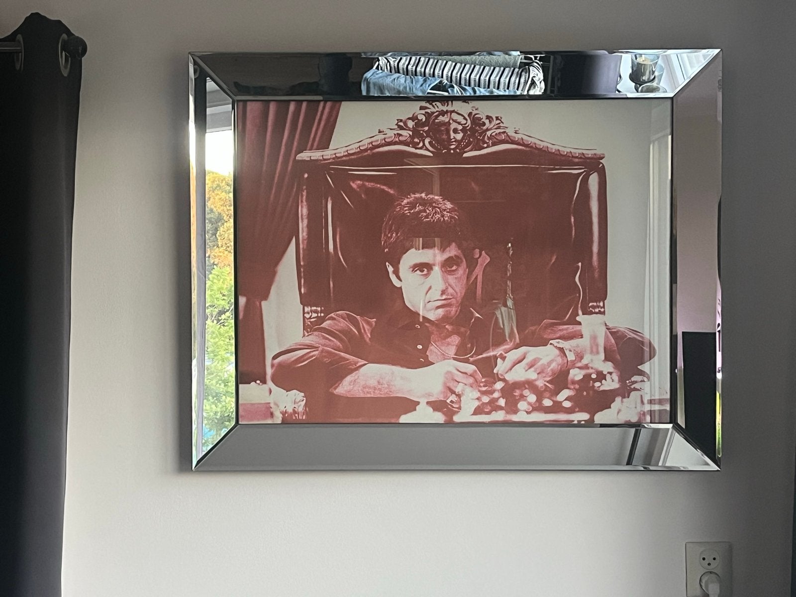 Scarface Tony Montana spiegel schilderij, Huis en Inrichting, Ophalen, Zo goed als nieuw, Schilderij, 75 tot 100 cm