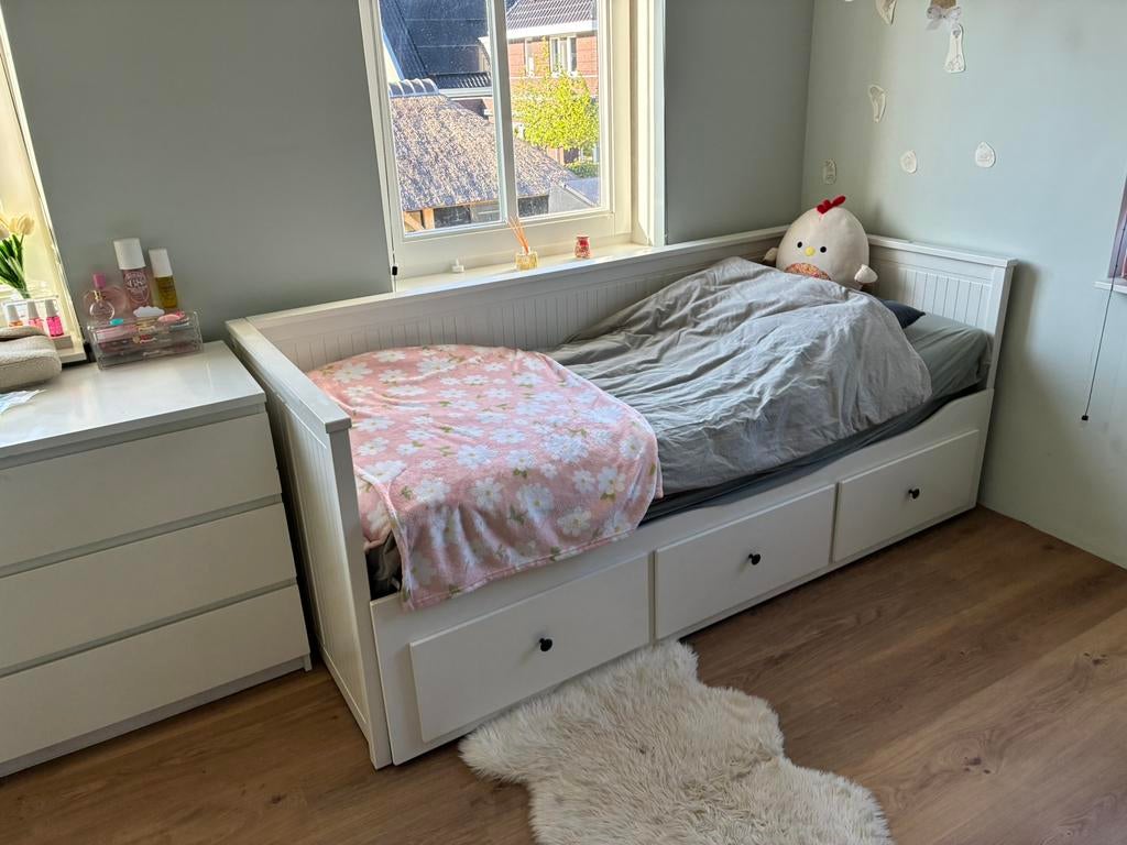 Bedbank Hemnes Ikea - uitschuifbaar, goede staat, Gebruikt, 70 tot 85 cm, 180 cm of meer, Ophalen