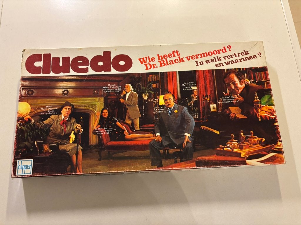 Clipper cluedo bordspel vintage wie heeft dr. Black vermoord, Ophalen of Verzenden, Zo goed als nieuw, Clipper