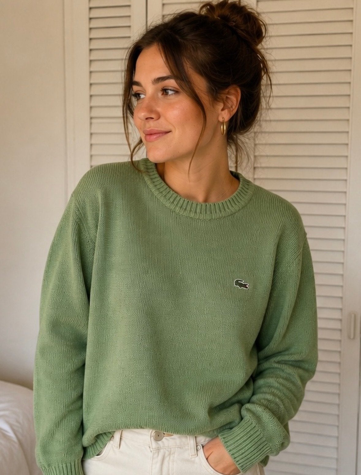 Lacoste Groene Trui - Maat L, Ophalen of Verzenden, Gedragen, Maat 42/44 (L), Groen