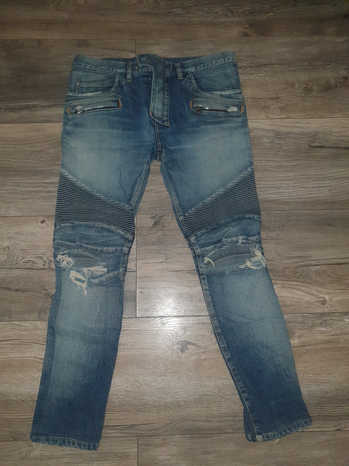 Balmain origineel biker jeans W32, Balmain, Blauw, W32 (confectie 46) of kleiner, Ophalen of Verzenden