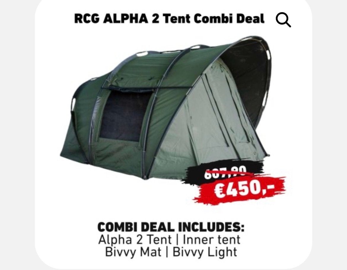 RCG Alpha 2 Tent - Zo goed als nieuw, Caravans en Kamperen, Ophalen, Zo goed als nieuw, Tot en met 2