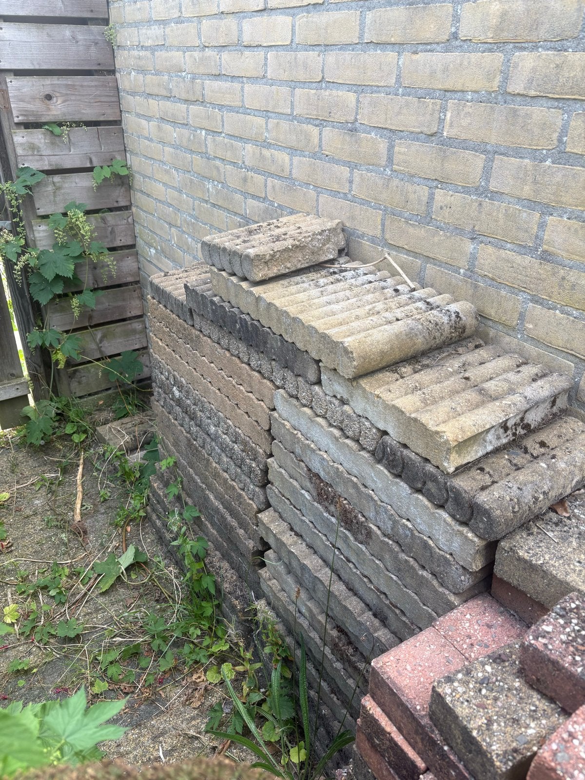 Gebruikte terrastegels, klinkers en bandjes., Ophalen, Gebruikt, Klinkers, 10 m² of meer