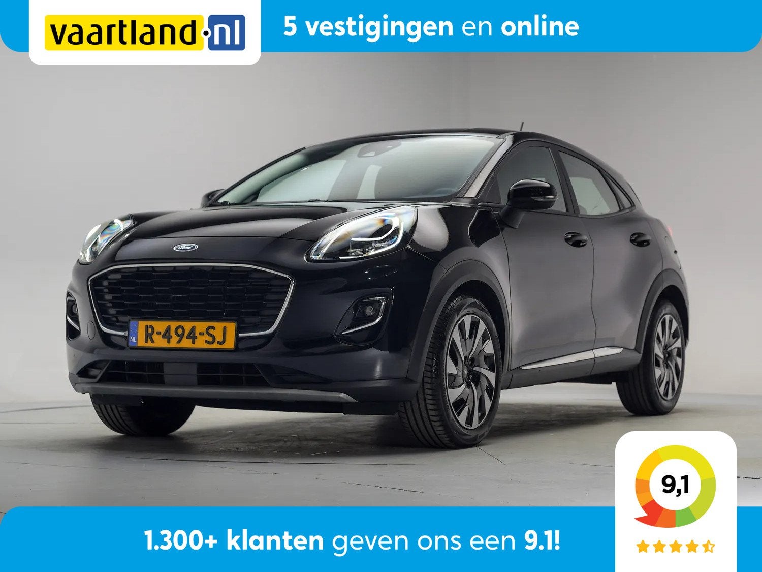Ford Puma 1.0 EcoBoost Hybrid 125pk Titanium [ Apple/Android, Voorwielaandrijving, Zwart, Bedrijf, 3 cilinders