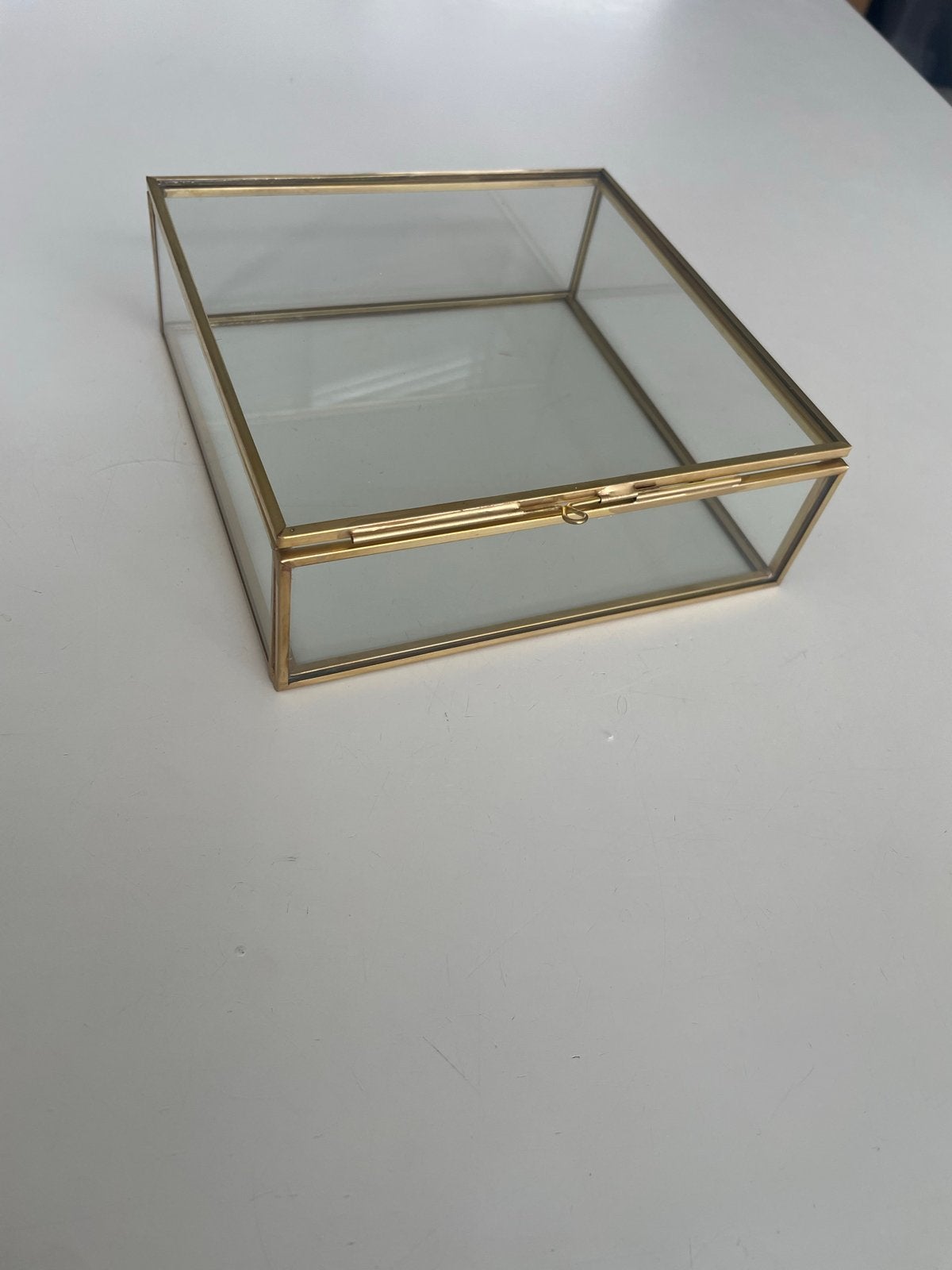 Glazen doosje met gouden rand - Sieraden/decoratie, Vintage, Ophalen of Verzenden, Zo goed als nieuw, Goud