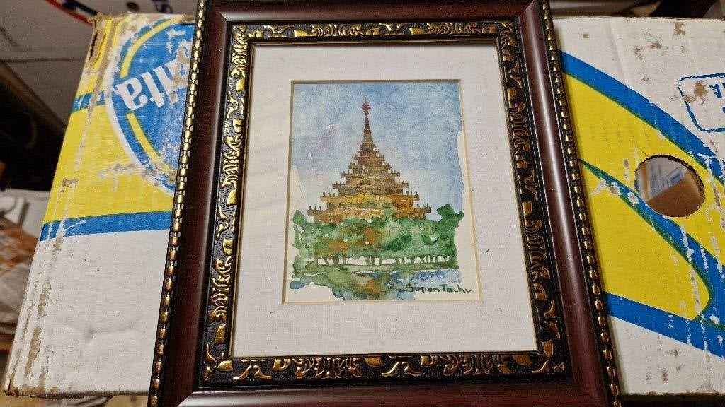schilderijtje uit thailand, Ophalen of Verzenden, Achter glas, Overige onderwerpen