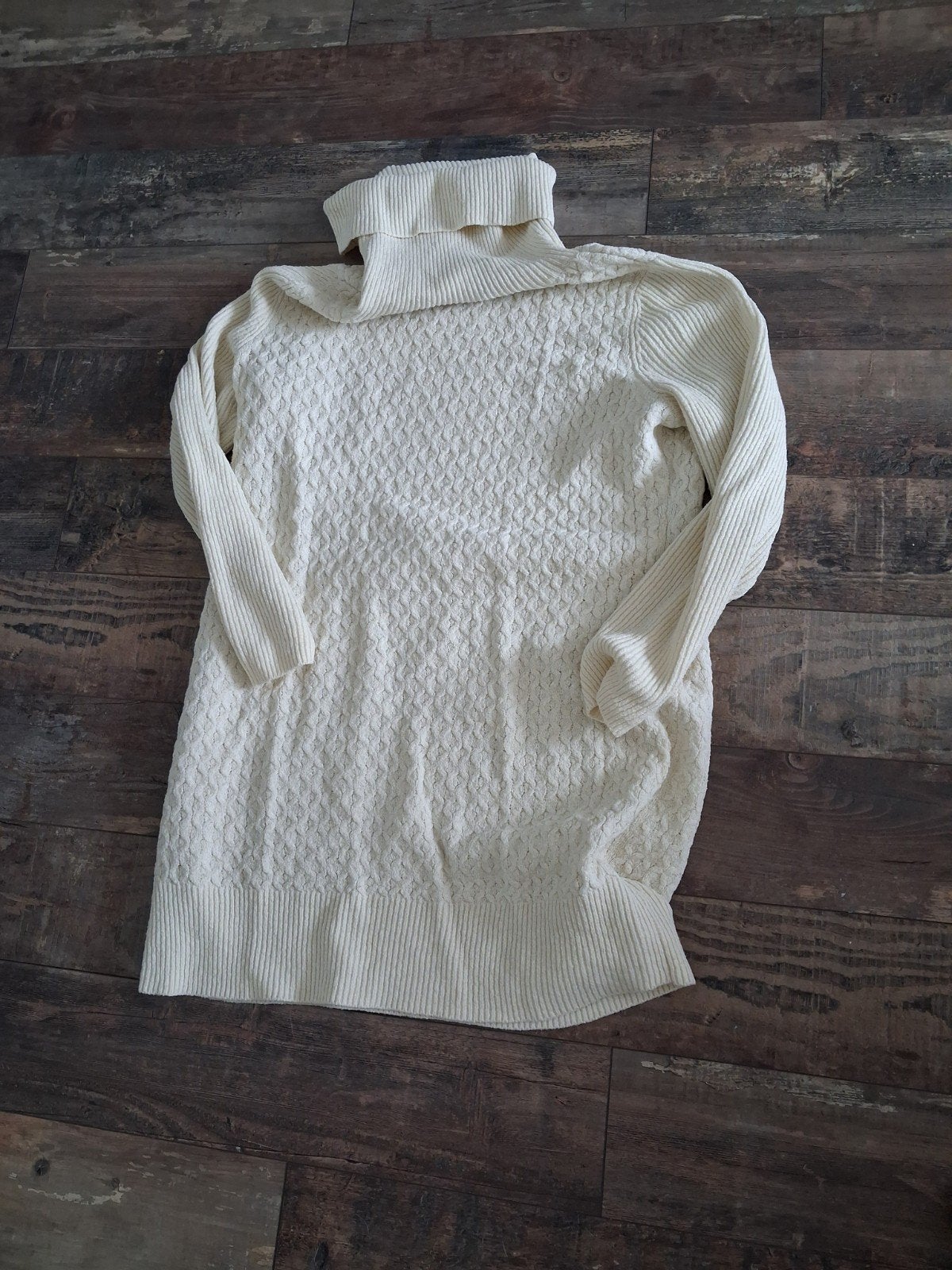 Crèmekleurige gebreide coltrui jurk, Maat 38/40 (M), Beige, Ophalen of Verzenden, Onbekend