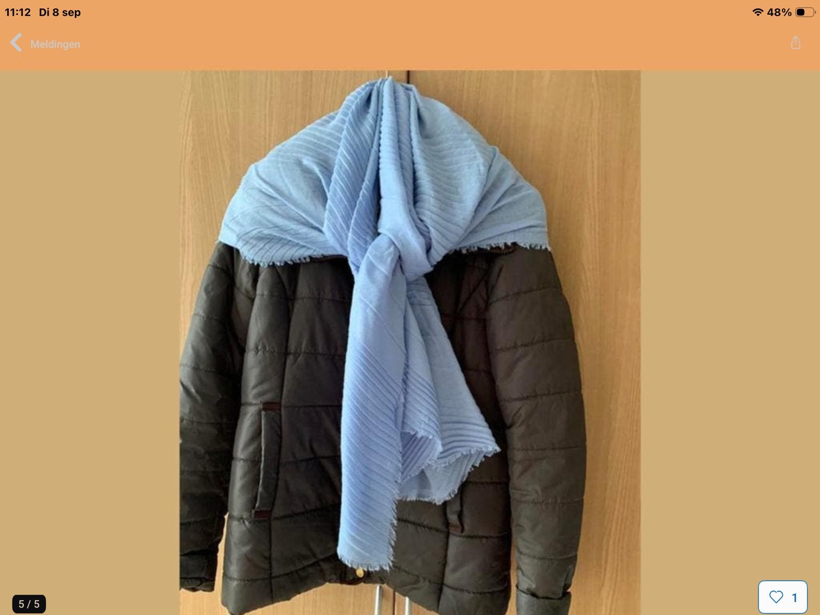 Sjaal lichtblauw.   geplooid.     Koopje!!, Kleding | Dames, Mutsen, Sjaals en Handschoenen, Verzenden, Nieuw, Sjaal