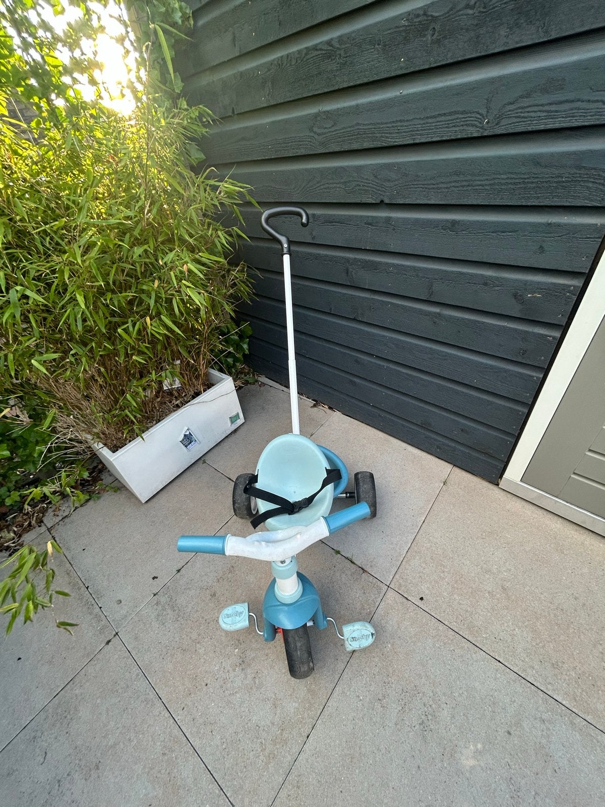Smoby fiets driewieler met duwstang, Ophalen, Gebruikt, Terugtraprem, Duwstang