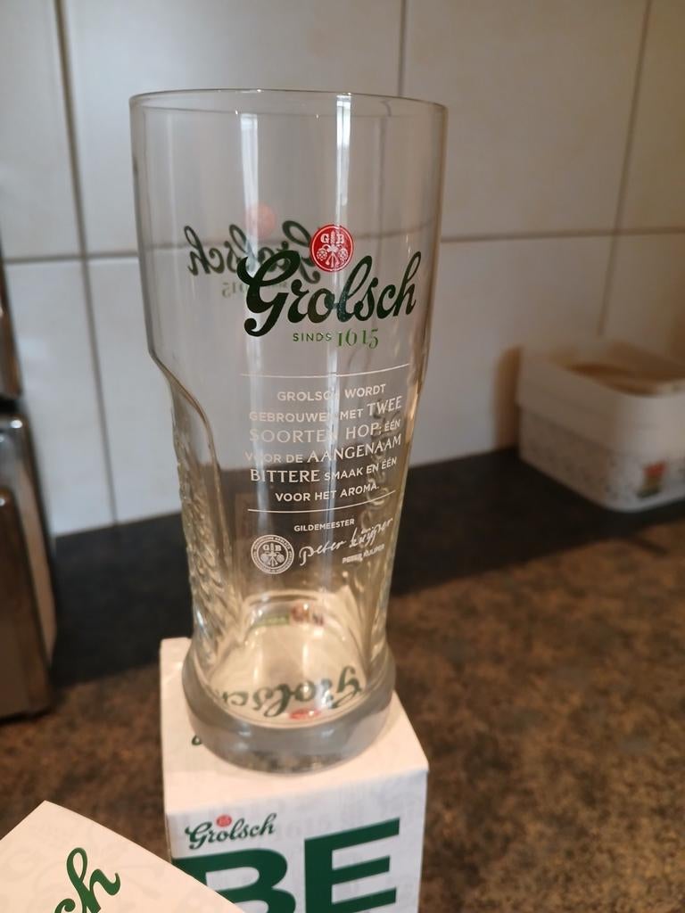 2 Grolsch Bierglazen - Nieuw in Doos, Ophalen of Verzenden, Nieuw, Bierglas