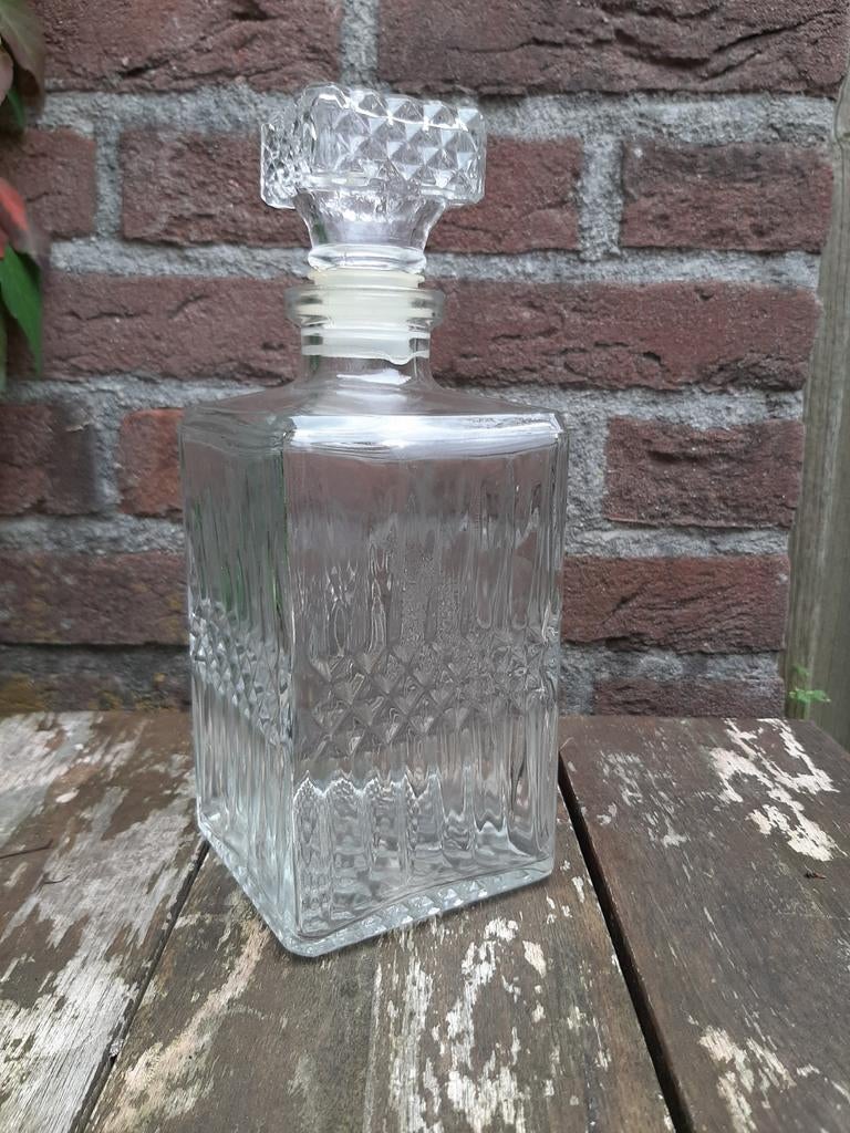 Vintage Glazen Karaf met Stop  Decoratief fles whiskey, Ophalen of Verzenden
