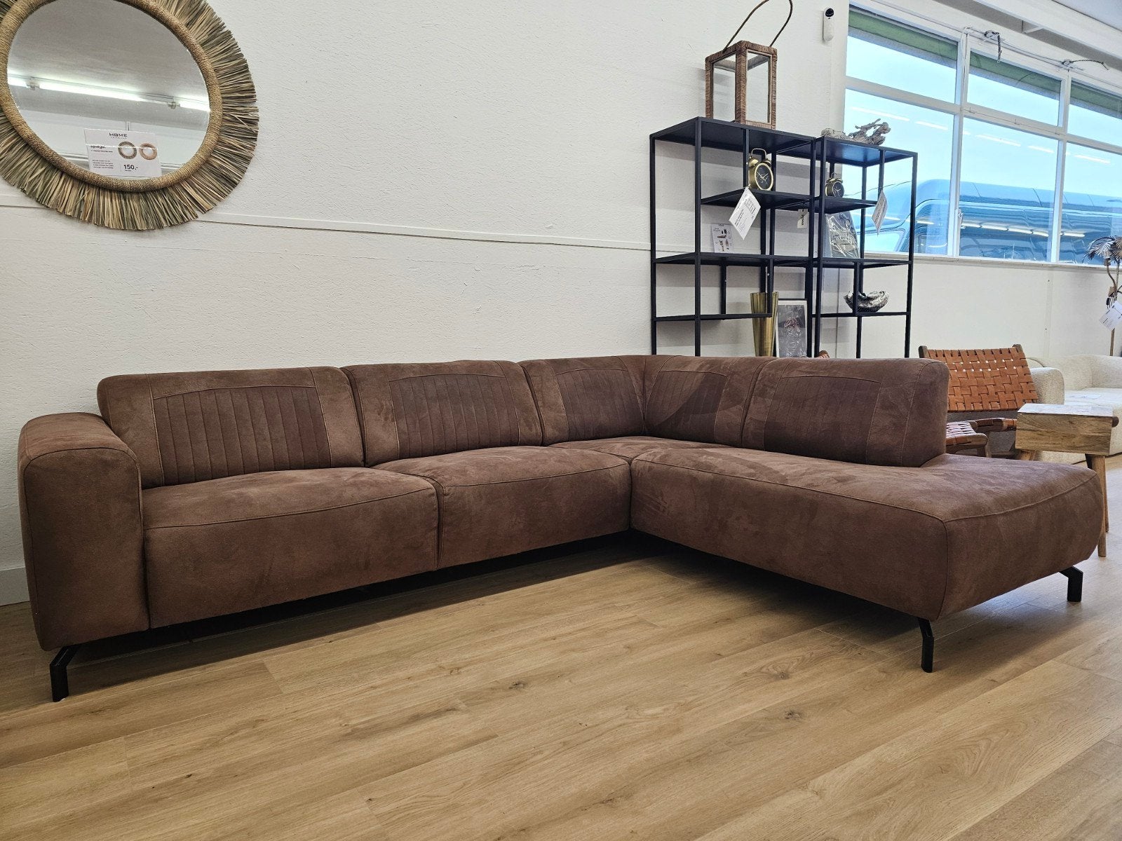 Hoekbank  - Microvezel  - Piano Leuning, 125 cm of meer, 125 cm of meer, Zo goed als nieuw, Info@homefriesland.nl