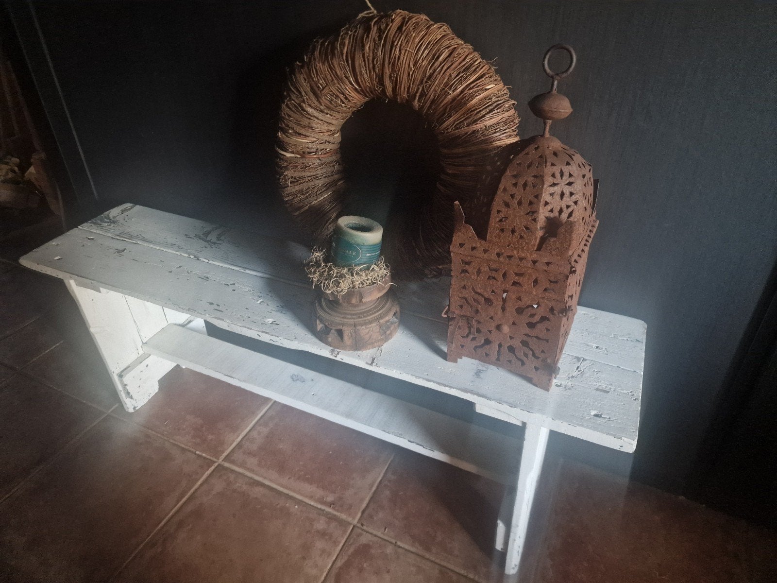 Houten brocante bank, Ophalen, Gebruikt