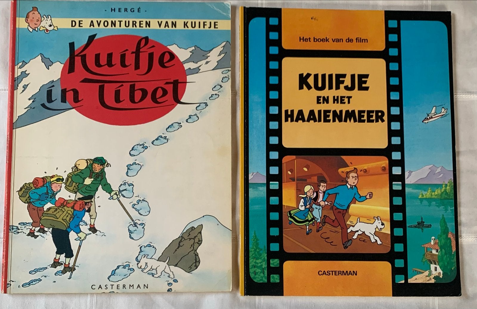 Kuifje in Tibet & Kuifje en het Haaienmeer - Casterman, Meerdere stripboeken, Ophalen of Verzenden, Gelezen