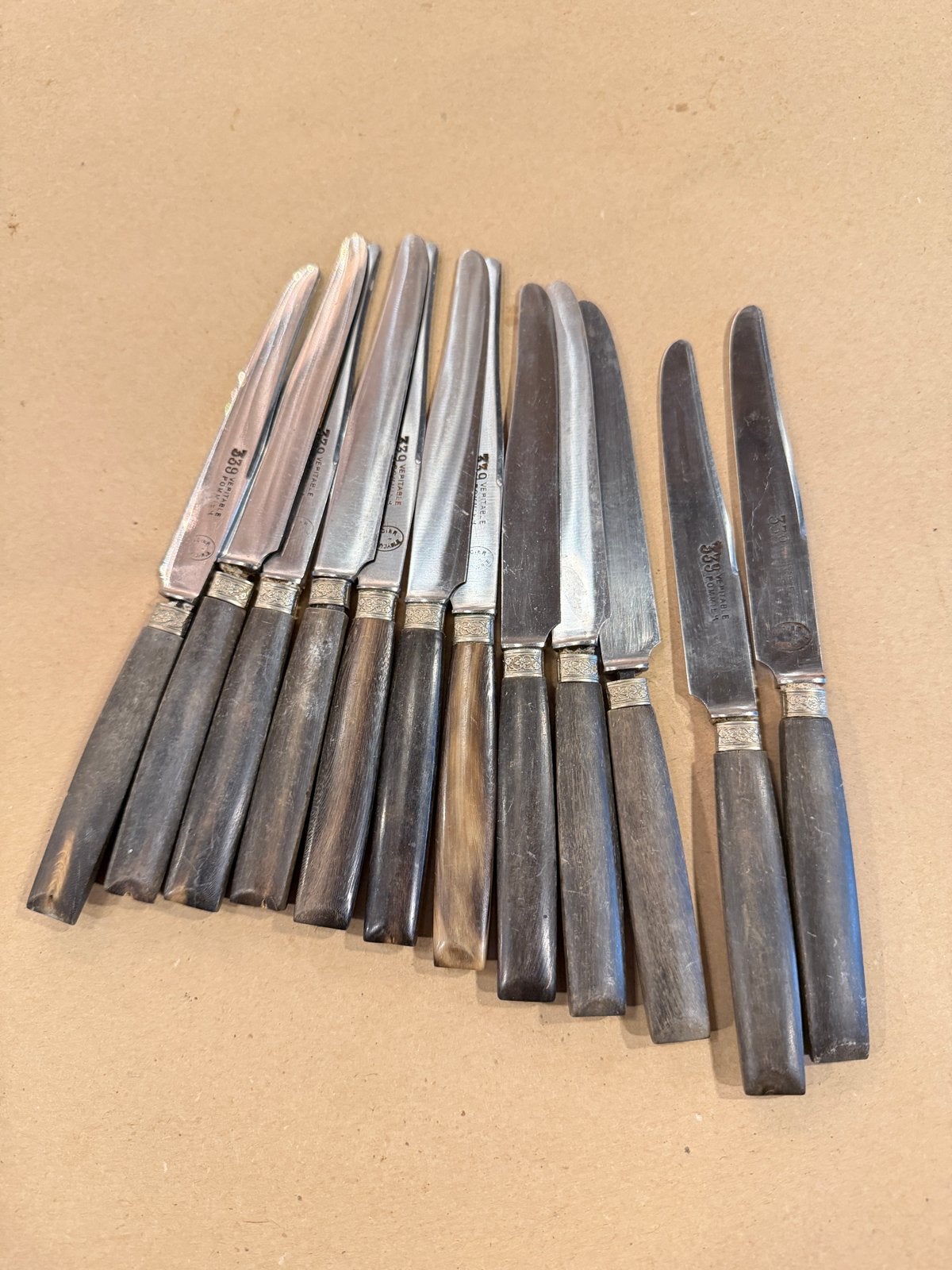 12 vintage fruitmessen met houten handvatten, Ophalen of Verzenden