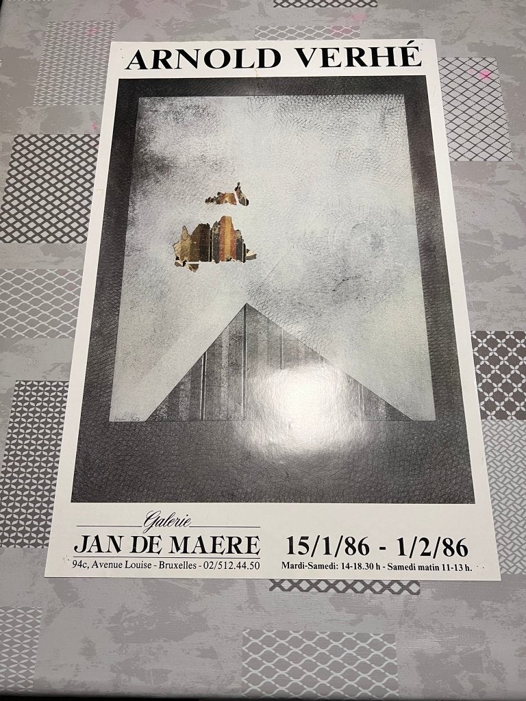 Vintage Poster Arnold Verhé - Galerie Jan de Maere 1986, Verzamelen, Deurposter of groter, Ophalen of Verzenden, Reclame, Rechthoekig Staand