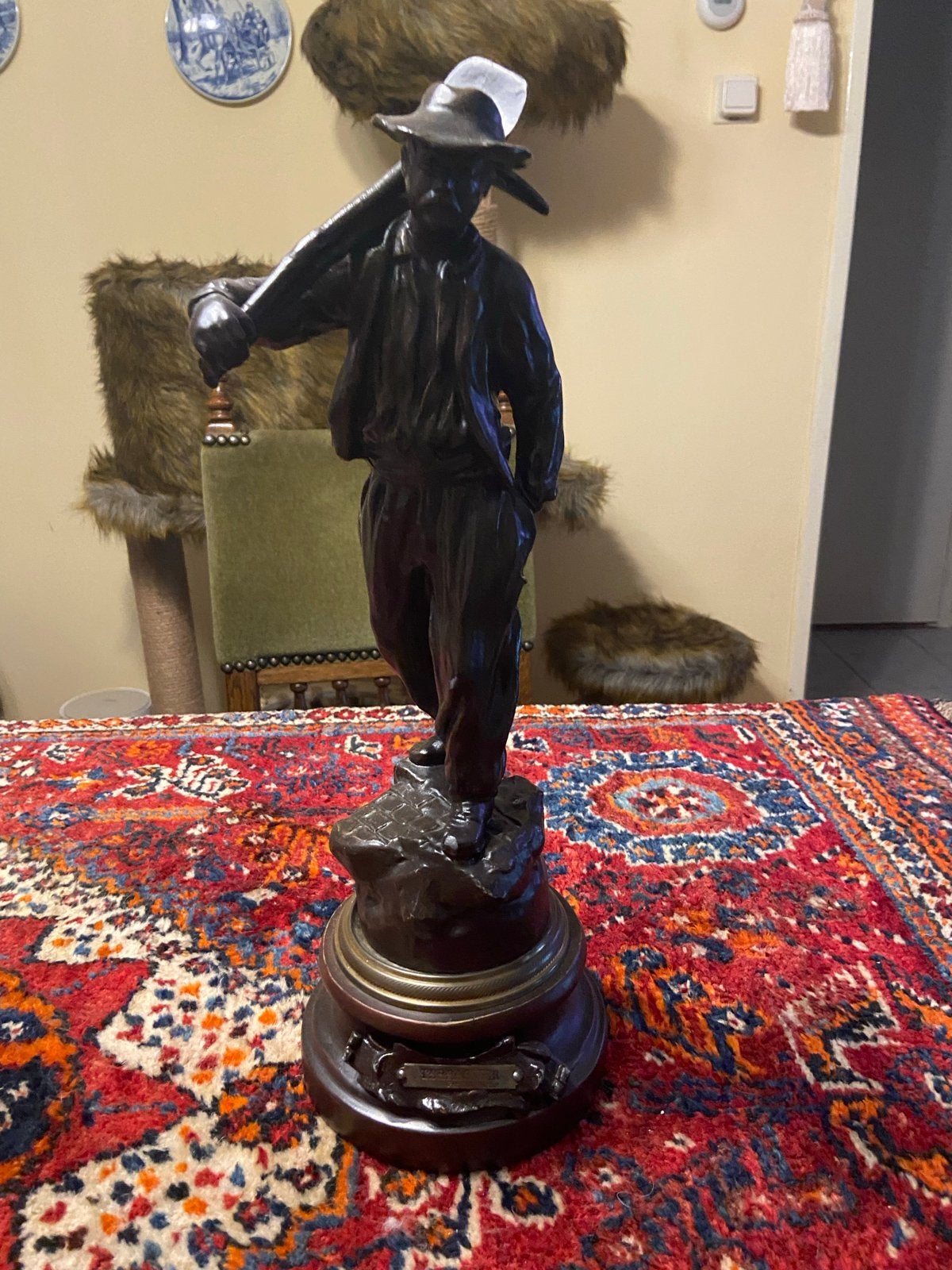 Set van 4 bronzen beelden op sokkel, diverse onderwerpen, Ophalen, Overige onderwerpen, 20 - 50 cm, Beeld