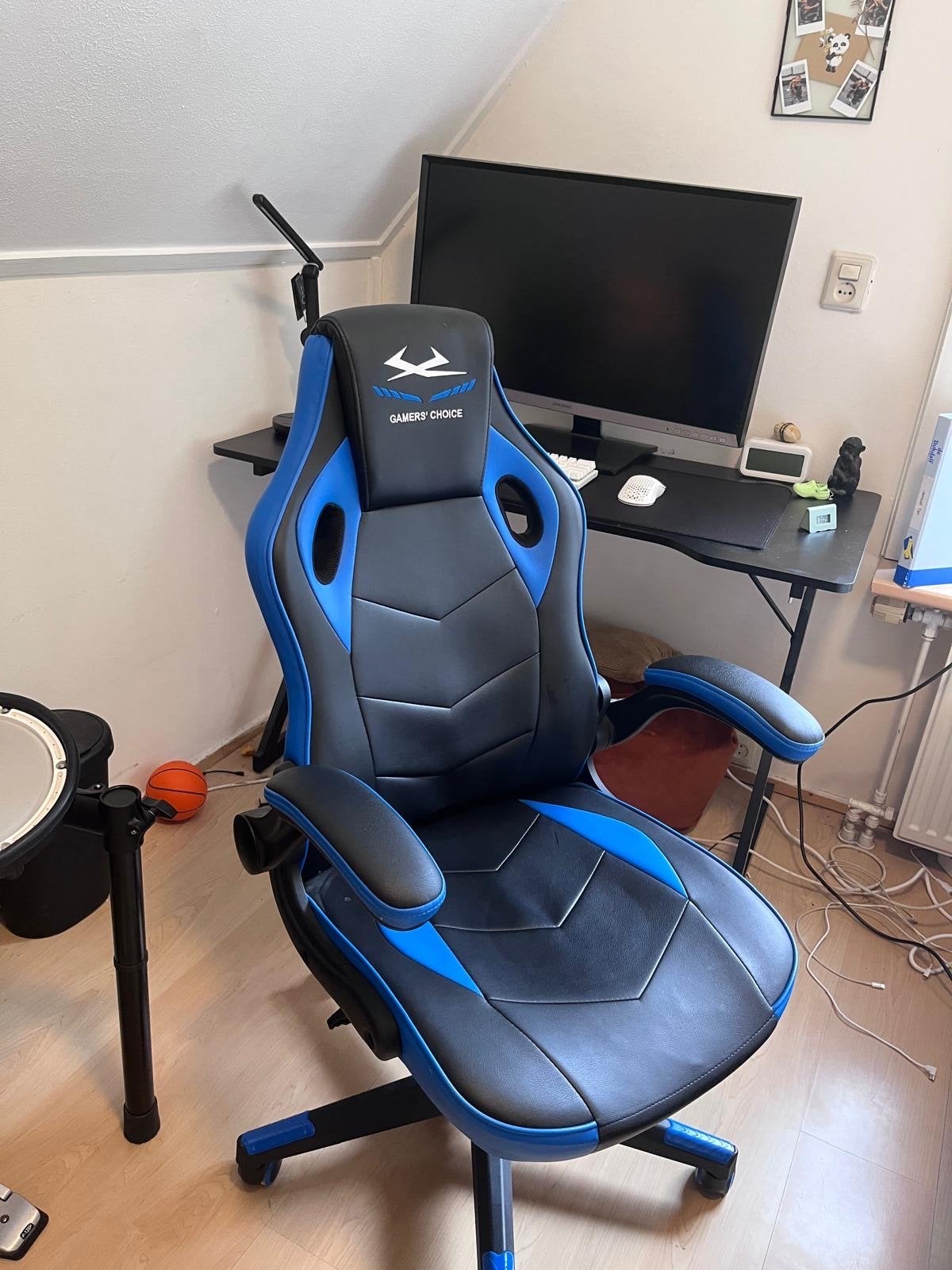 Blauwe en Zwarte Gaming Stoel - Gamers' Choice, Ophalen, Gebruikt, Blauw, Gaming bureaustoel