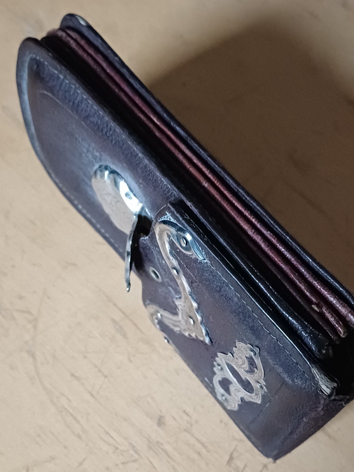 Leren sigarenkoker, etui met zilveren beslag. Rond 1900, Ophalen of Verzenden