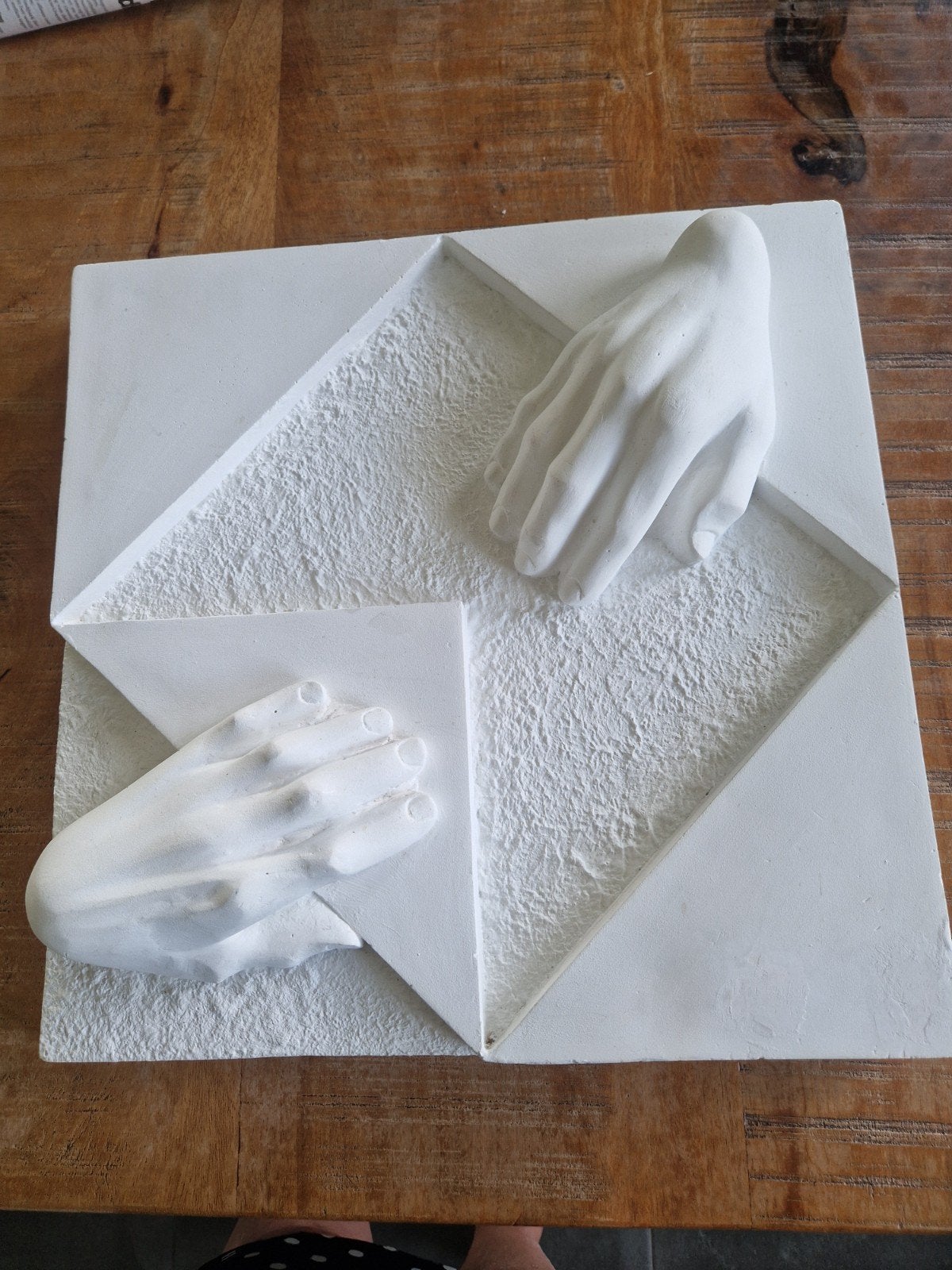 Uniek gipsen kunstwerk Handen in abstracte compositieE Baart, Ophalen, Gips, Handgemaakt, 20 - 50 cm