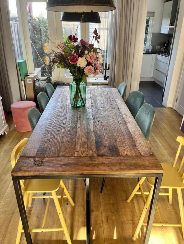 Eettafel LifeStyle hout industrieel, Huis en Inrichting, Tafels | Eettafels, Ophalen, 200 cm of meer, 50 tot 100 cm, Zo goed als nieuw