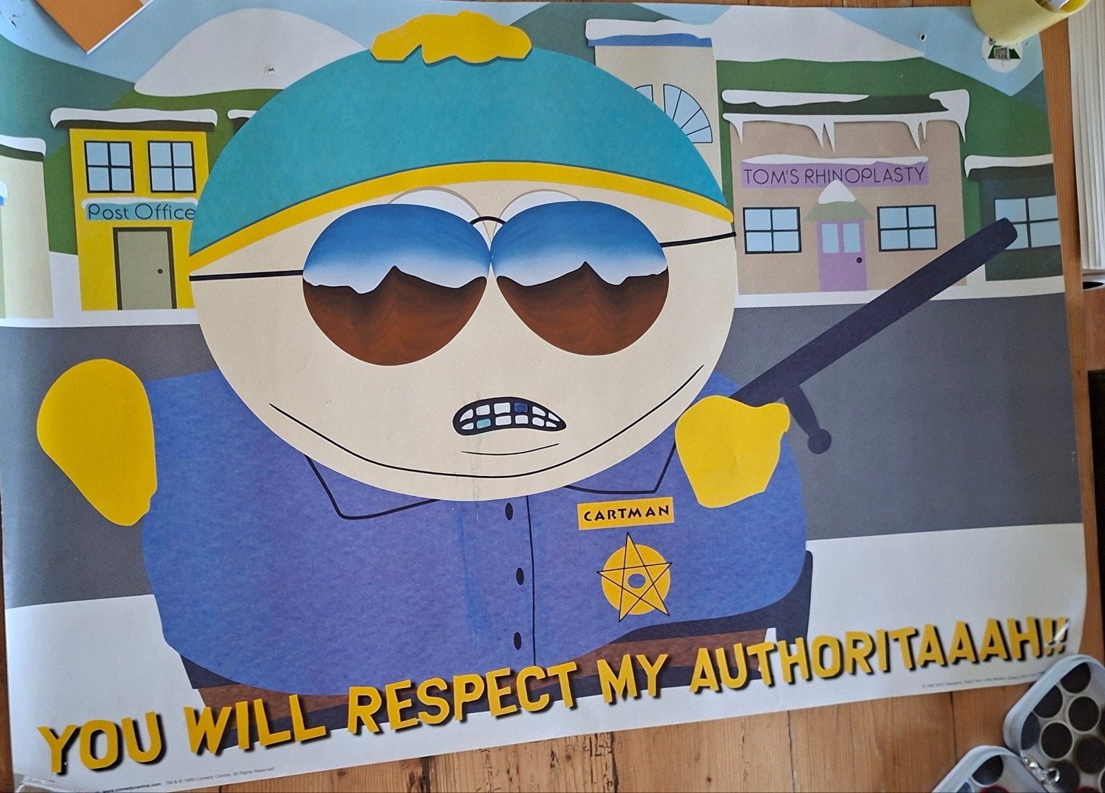 Poster : Southpark Cartman You will respect my authoritaaah, Ophalen of Verzenden, Zo goed als nieuw, A1 t/m A3, Film en Tv