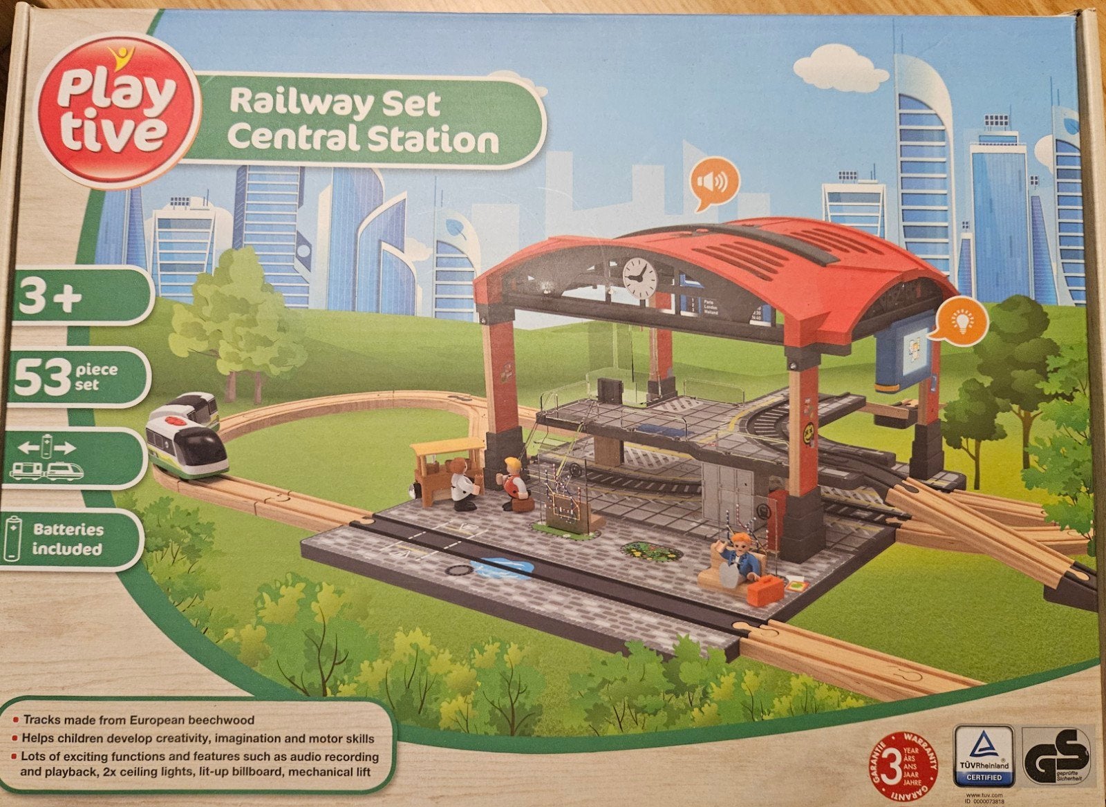 Houten Treinset met Centraal Station - Playtive Railway Set, Compleet, Ophalen of Verzenden, Zo goed als nieuw, Duplo