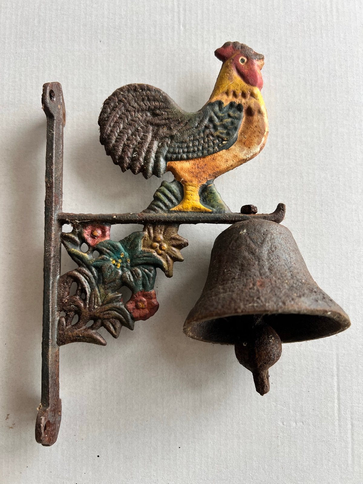 Decoratieve gietijzeren deurbel met kip/haan figuur, Ophalen of Verzenden, Gebruikt