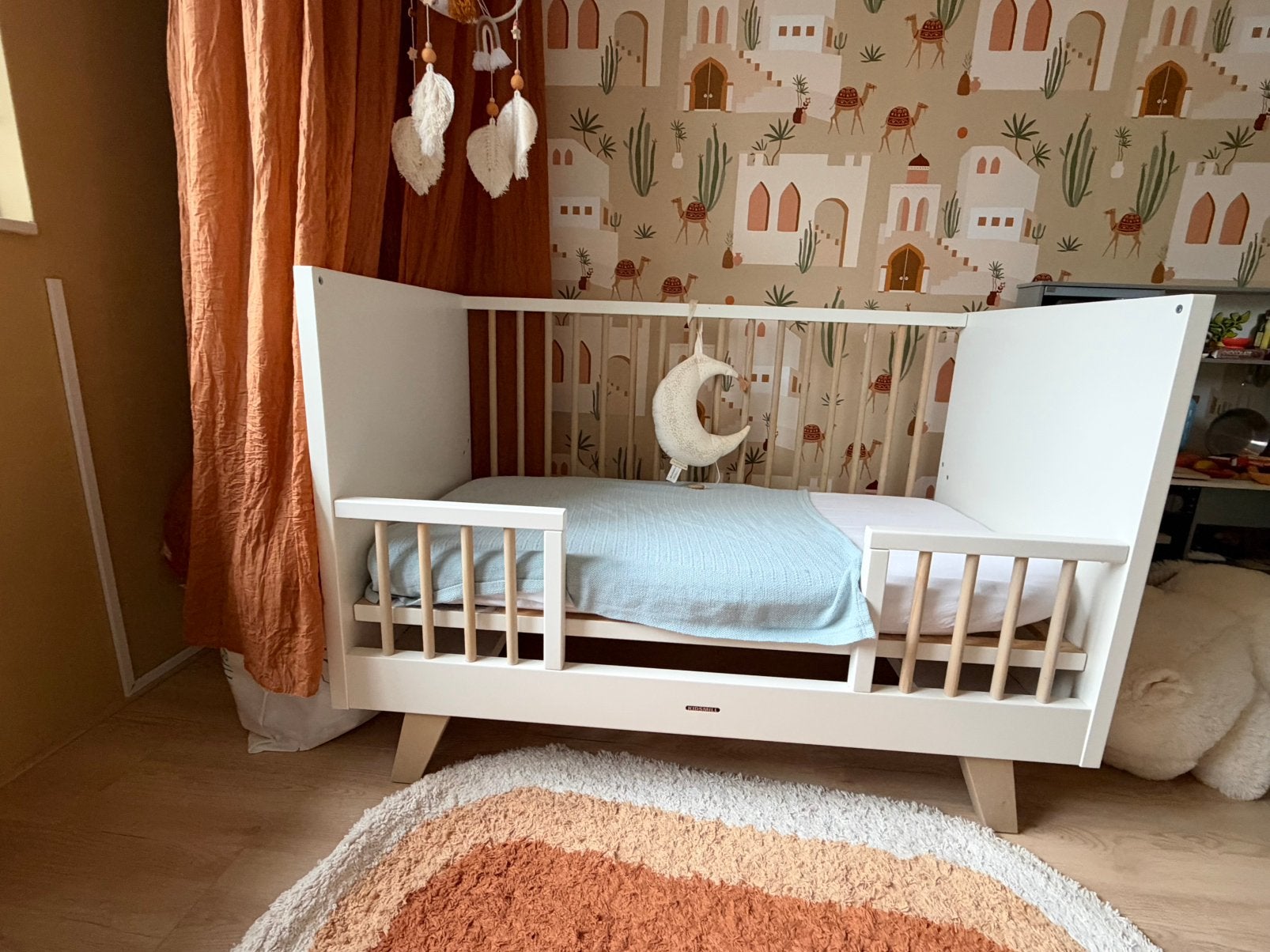 Kidsmill Lars/Fynn ledikant 60x120 Wit/Naturel – Meegroeibed, Zo goed als nieuw, Minder dan 140 cm, Minder dan 70 cm, Ophalen