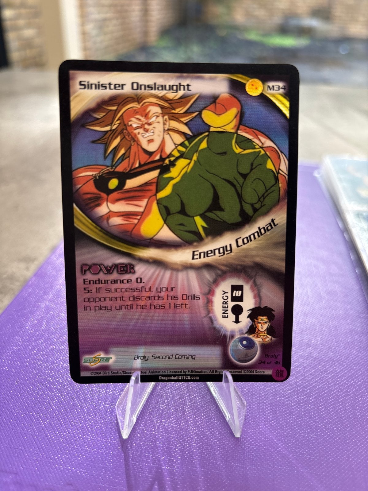 DBZ CCG . broly second coming. Sinister Onslaught M34 Broly, Ophalen of Verzenden, Zo goed als nieuw, Losse kaart