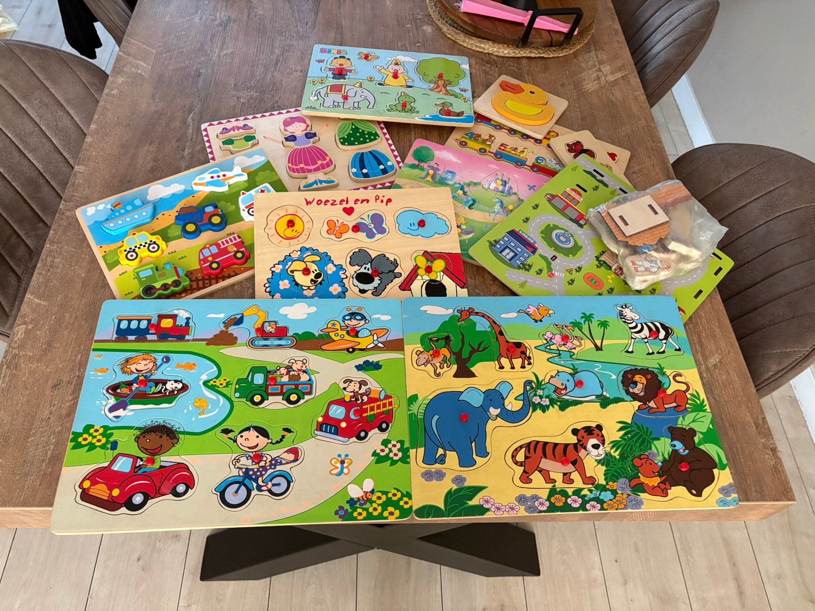 Houten puzzels, Ophalen of Verzenden, Minder dan 10 stukjes, Zo goed als nieuw, 6 maanden tot 2 jaar