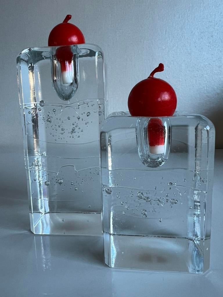 2 Iittala Arkipelago Ice Glas Kandelaars Timo Sarpaneva, Ophalen of Verzenden