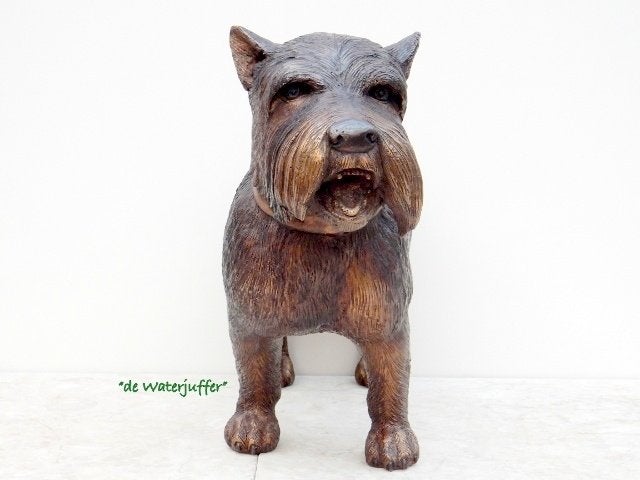 029* Bronzen hond terriër(Boven €75 geen verzendkosten), Ophalen of Verzenden, Nieuw, Overige materialen, Dierenbeeld