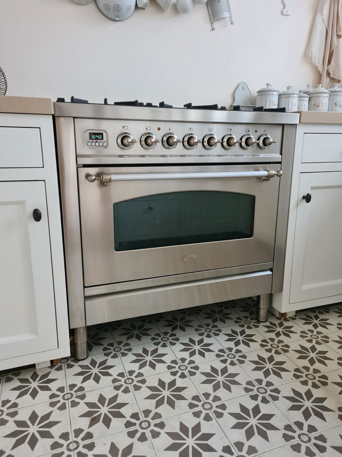 Boretti rvs 6 pits gasfornuis 90cm, Ophalen, Gebruikt, 60 cm of meer, Gas