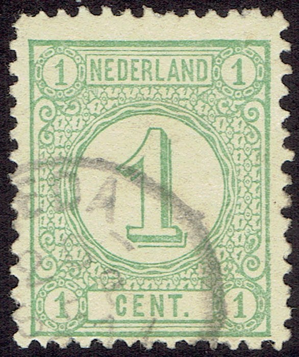 Nederland 1878, drukwerkzegel, 1 cent (12½:12, grote gaten)., Verzenden, T/m 1940, Gestempeld
