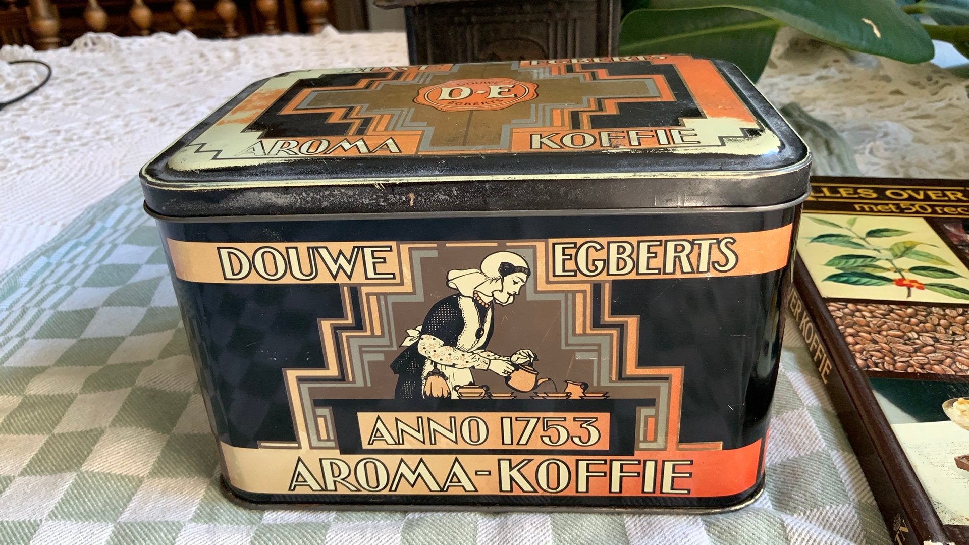 Vintage bewaarblik Douwe Egberts, Verzamelen, Blikken, Ophalen of Verzenden, Gebruikt, Koffie, Douwe Egberts