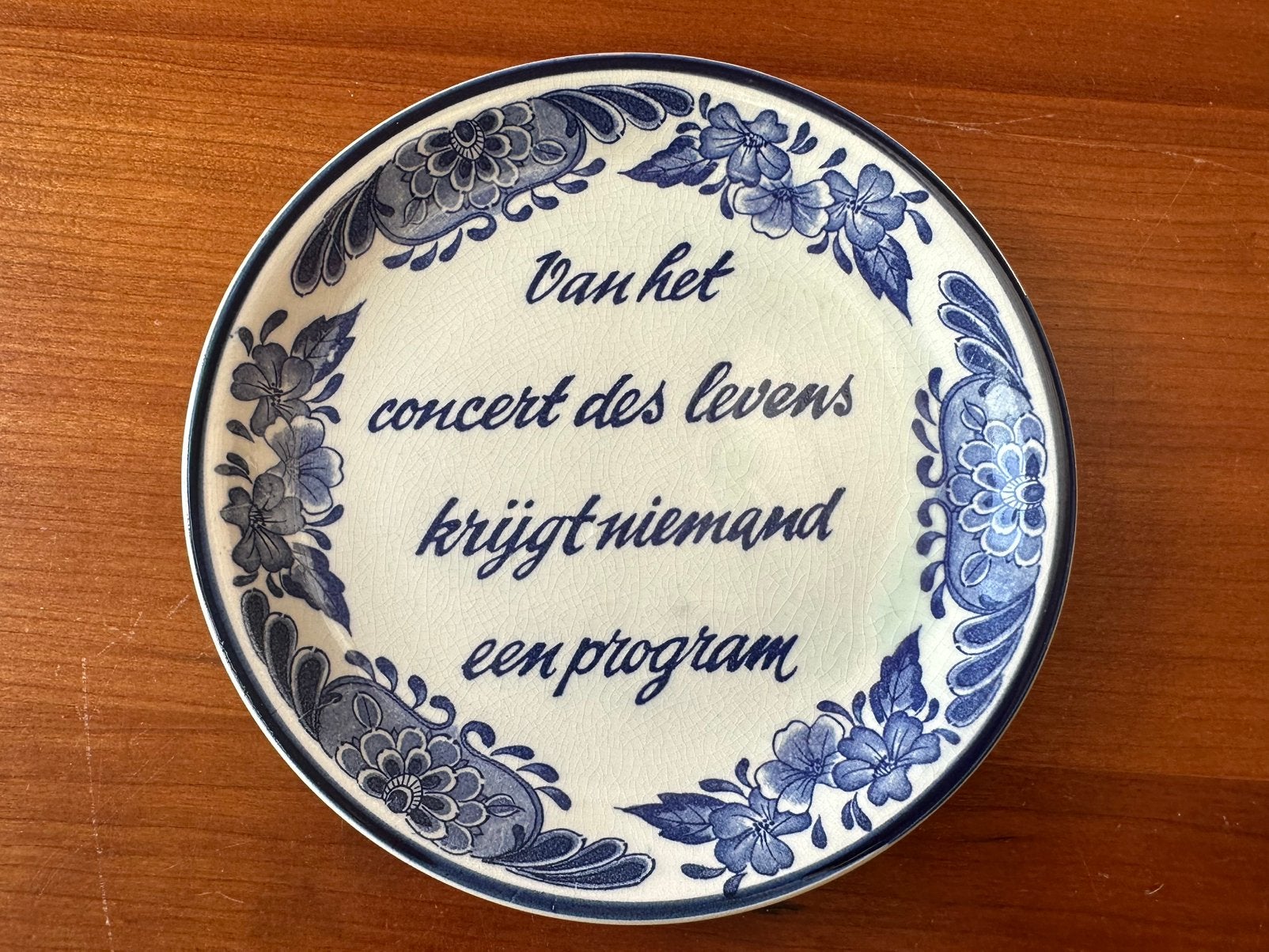 Delfts Blauw wandbord met spreuk - Dutch Blue Handwerk, Antiek en Kunst, Ophalen of Verzenden