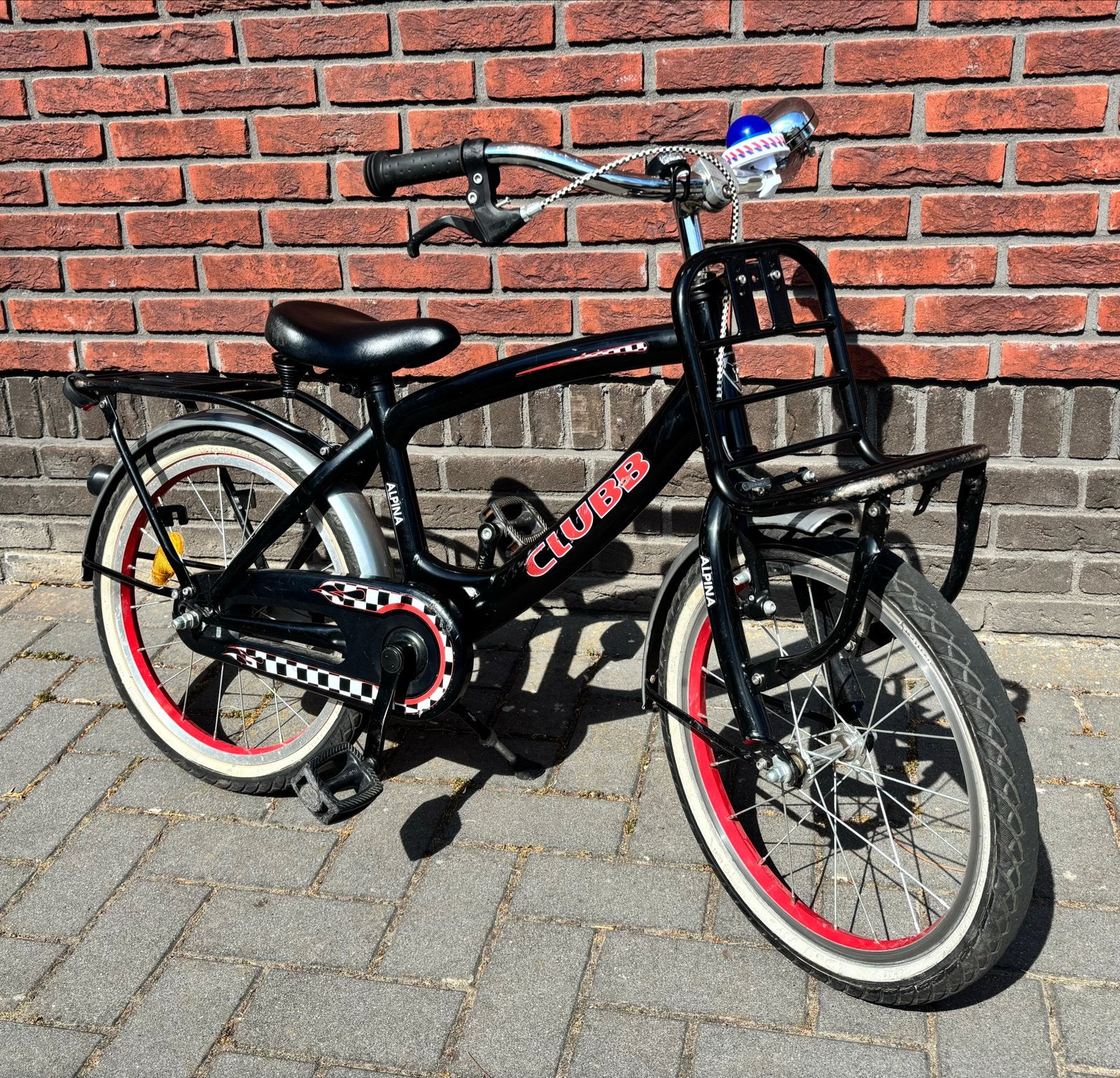 Alpina Stoere 18inch kinderfiets met bagagedrager, Ophalen, Gebruikt, Velgrem, 16 tot 20 inch