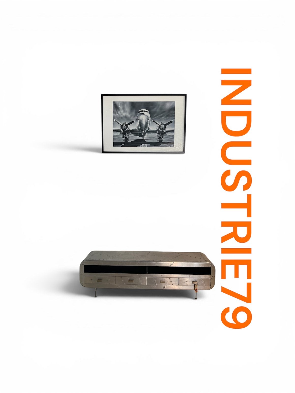 Aviator dressoir Dakota Stijl - Industrieel Aluminium, Ophalen, Gebruikt, Geen, Minder dan 100 cm