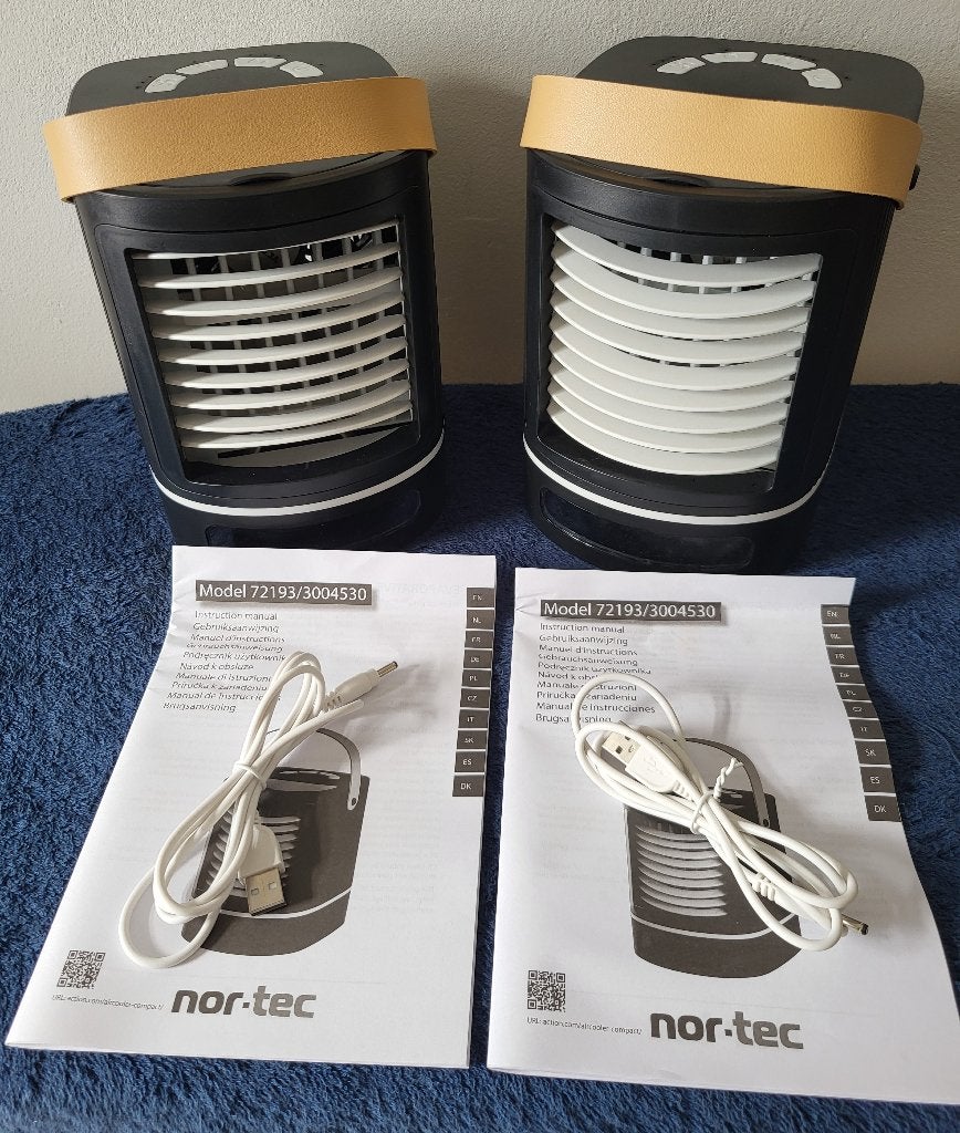 2 draagbare zwarte Nor-Tec air coolers NIEUW 5 Volt, Verzenden, Minder dan 60 m³, Nieuw, 3 snelheden of meer
