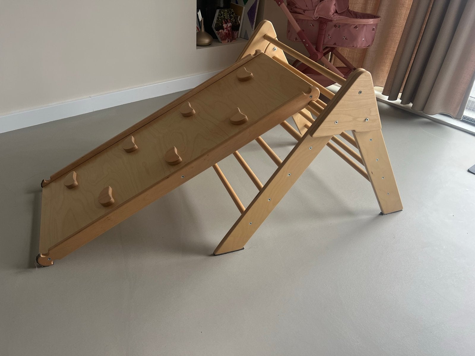 Houten Klimrek met Glijbaan/Klimwand voor Kinderen, Ophalen, Zo goed als nieuw, Glijbaan