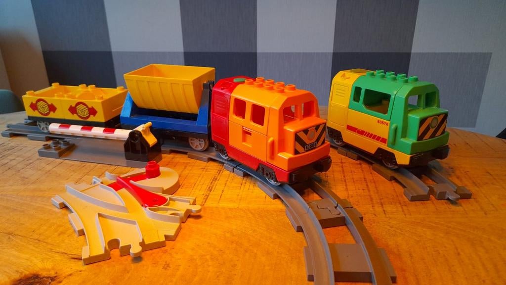 Grote set rails lego duplo trein, Overige merken, Gebruikt, Gelijkstroom of Wisselstroom, Rails