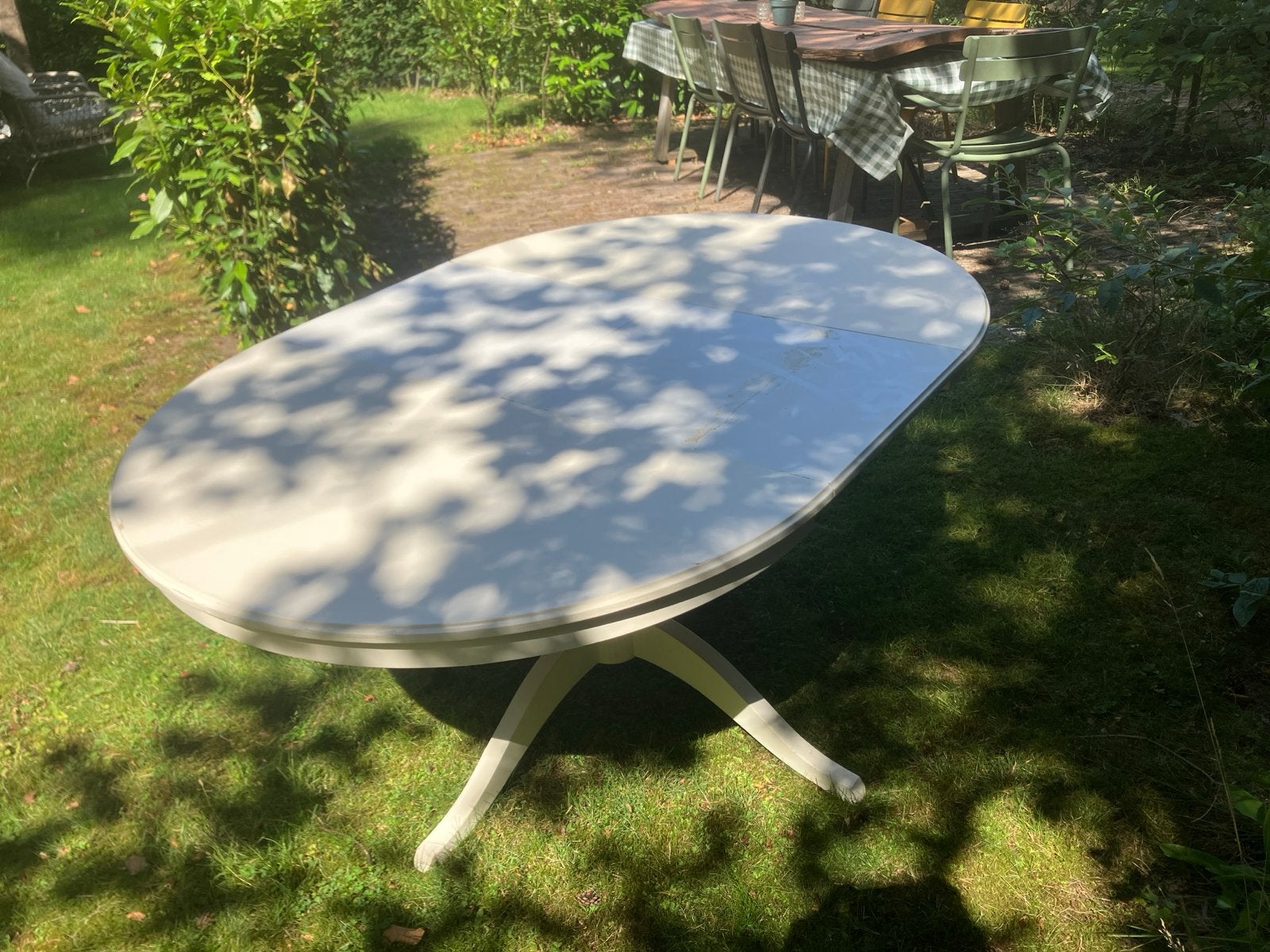 Uitschuifbare eettafel - Ovaal/Rond - Crème, Ophalen, Gebruikt, Rond, Hout