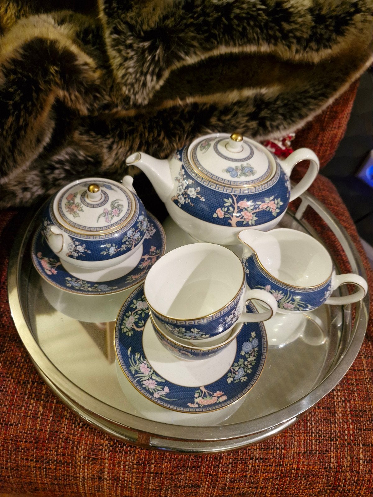 Wedgwood Theeservies Blue Siam - Compleet en Elegant, Antiek en Kunst, Ophalen of Verzenden