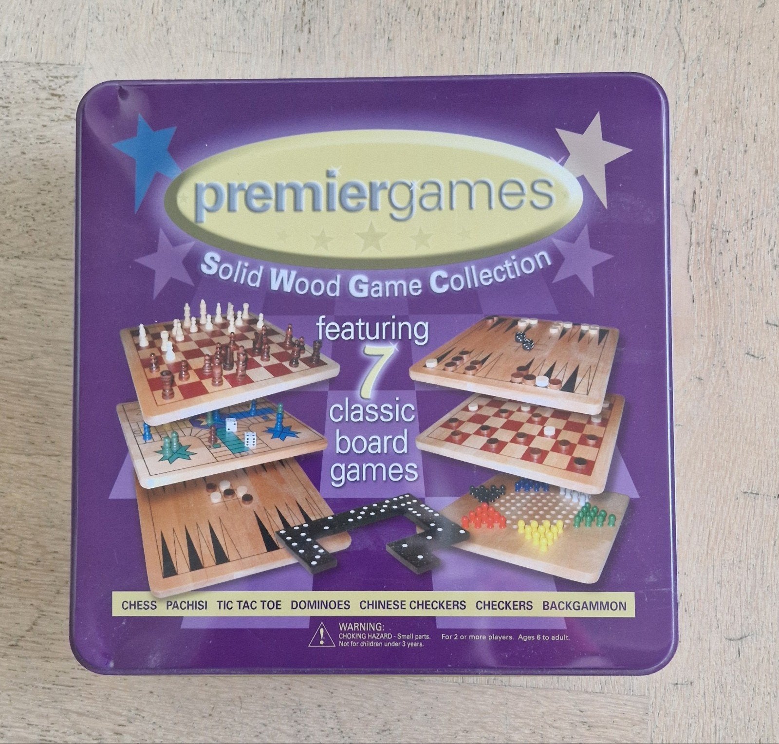 Premier Spellenset met Houten Speelborden - 7 spellenl, Een of twee spelers, Ophalen, Nieuw, Premiergames