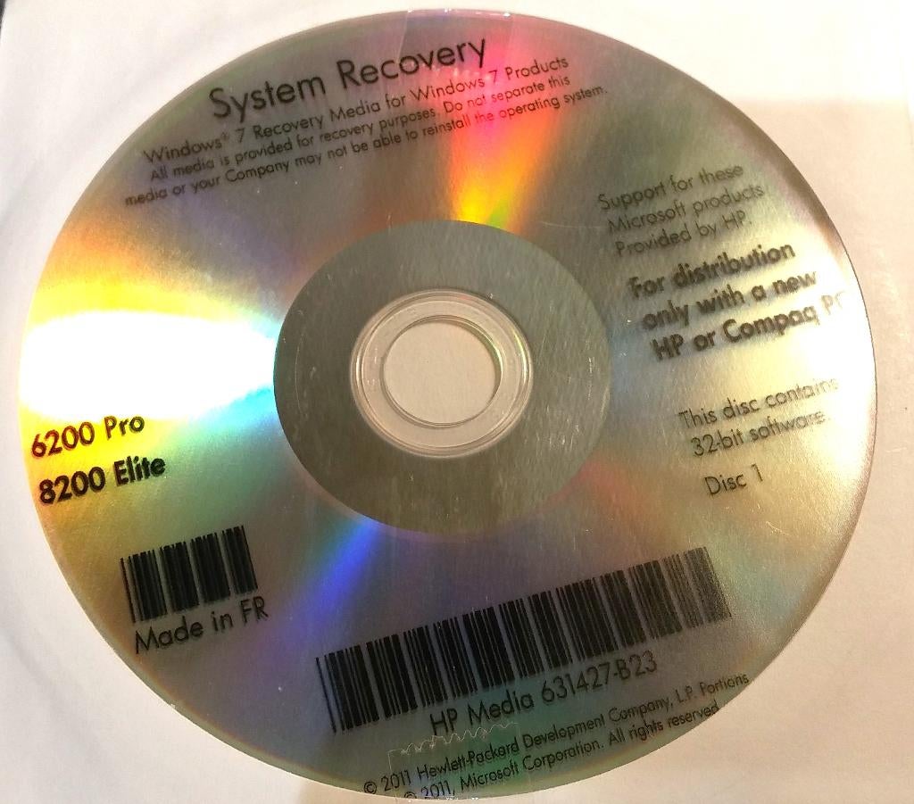 Windows 7 HP Compaq 6200 Pro 8200 Elite Recovery 4-DVD x86, Ophalen of Verzenden, Nieuw, Windows