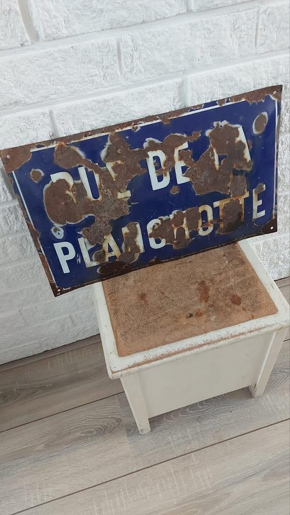 Oud Frans emaille straatnaambord Rue de Planchotte, Ophalen of Verzenden